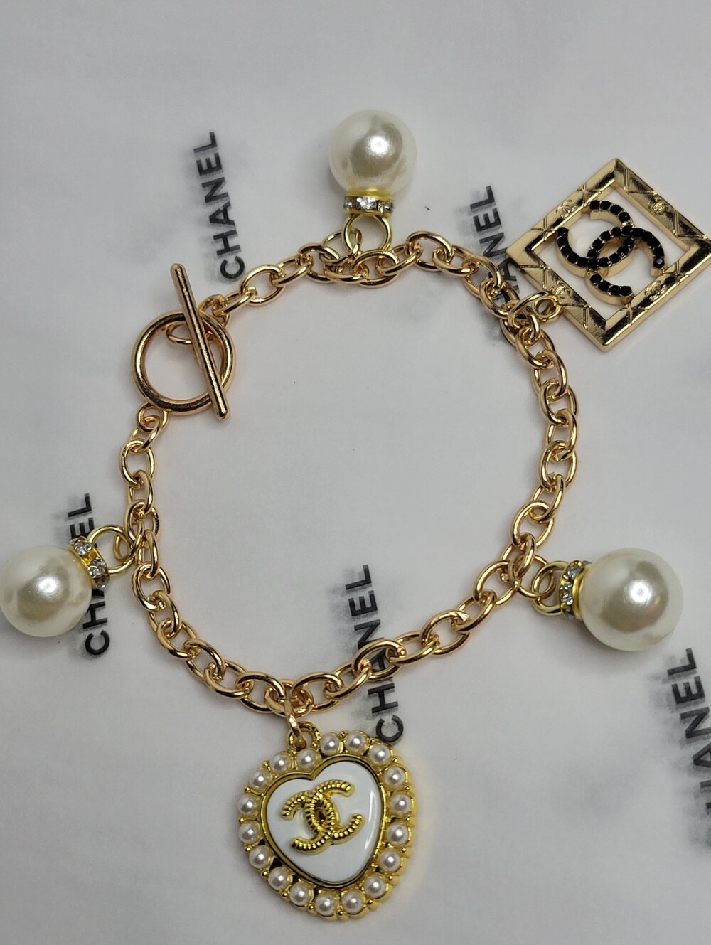Multi Charm Chanel Zip Pulls, Custom Sized, Toggle Bracelet